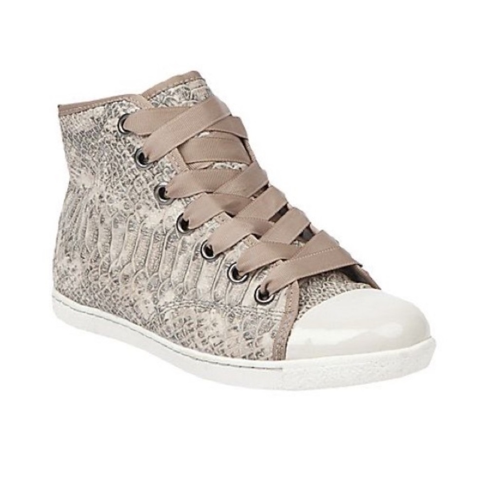 Steve Madden Beige Snake Print High-Top Sneakers